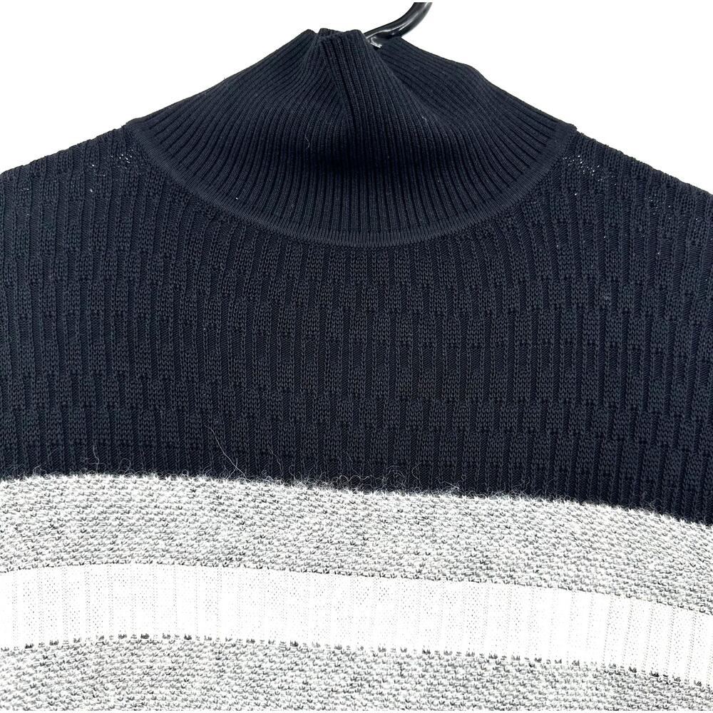 Theory Size Small Pullover Crop Sweater Turtleneck Silk Alpaca Blend Black Gray - Picture 3 of 5